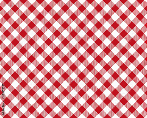 Classic red and white gingham picnic blanket pattern background