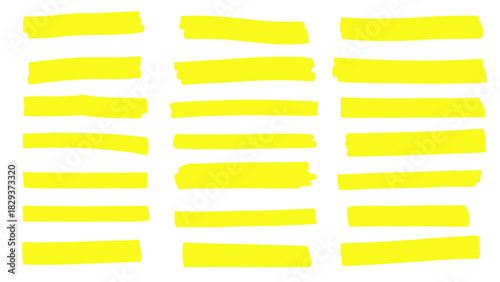 Collection of yellow highlighter marks on a black background