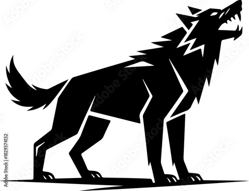 snarling wolf silhouette vector illustration