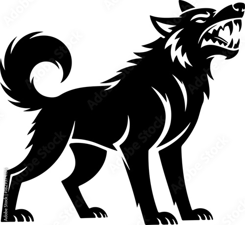 snarling wolf silhouette vector illustration