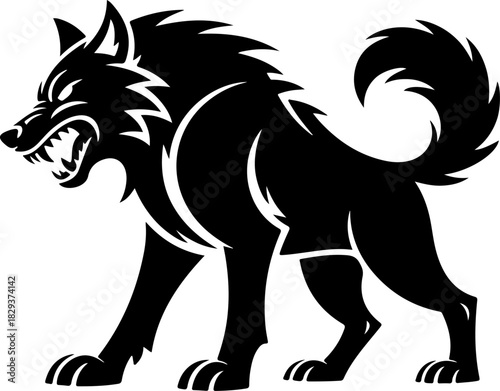 snarling wolf silhouette vector illustration