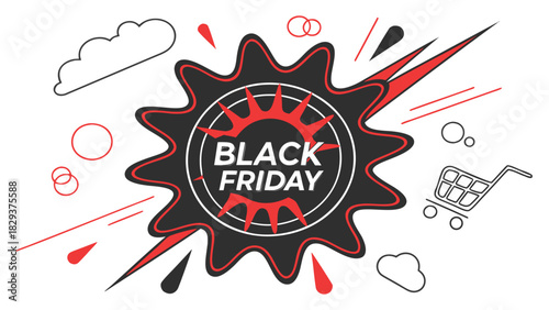Black Friday Sale Event Promotion with Abstract Shopping Elements