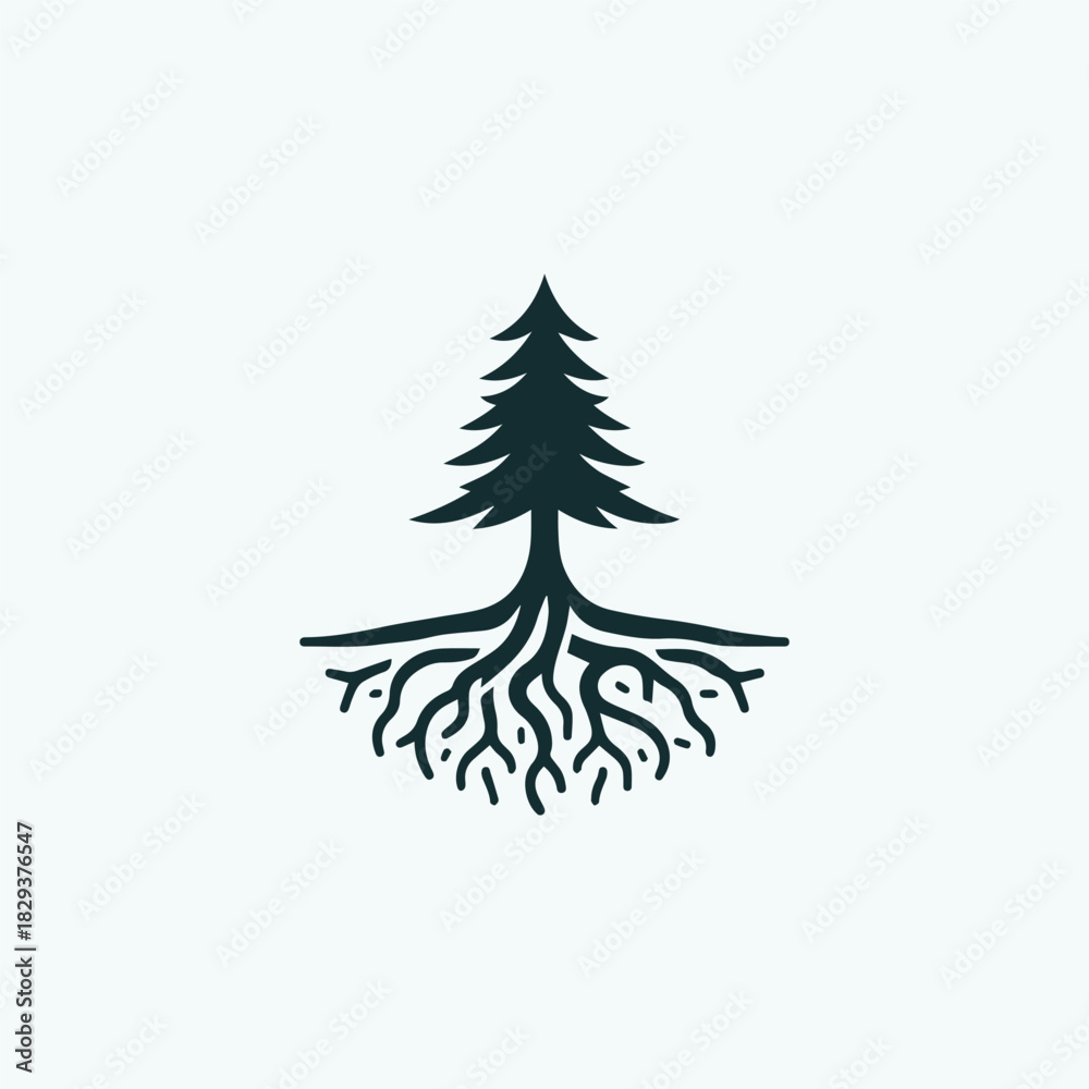 Fototapeta premium Rooted Cedar Tree Logo