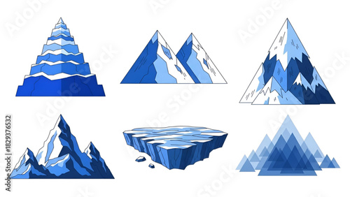 Explore blue mountain range vector illustration for travel and nature art