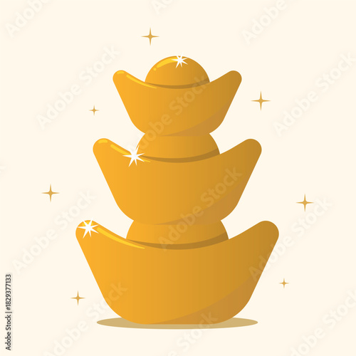 vector illustration with a gold of wealthy and lucky. Decorations for the Chinese New Year.