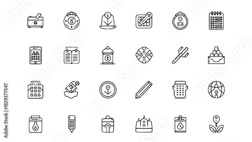 Set of outline gardening icons simple line vector design element for web and mobile apps isolated on white background