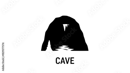 Cave icon simple black glyph vector illustration isolated on white background