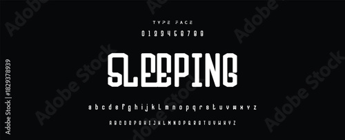 Digital modern alphabet font. Creative abstract urban, futuristic, fashion, sport, minimal technology typography.  Simple vector illustration with number