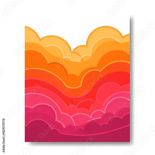 Abstract cloudscape sunset art print colorful sky gradient illustration