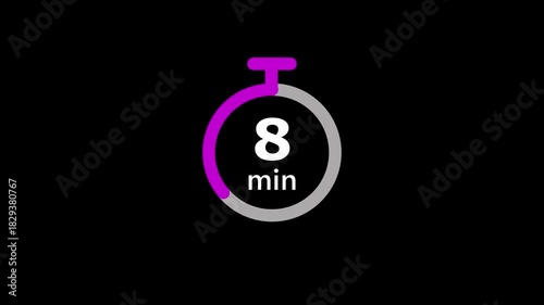 Minimal Countdown Timer on Black Background. 13 to 0 Minutes Countdown Timer.