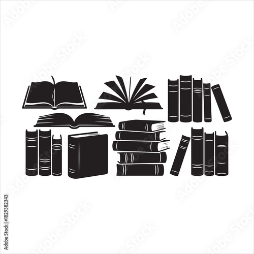 Vintage Book Elements Silhouette Vector Collection.