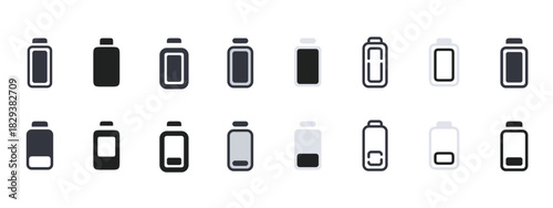 battery charge level icon set vector energy power status indicator collection