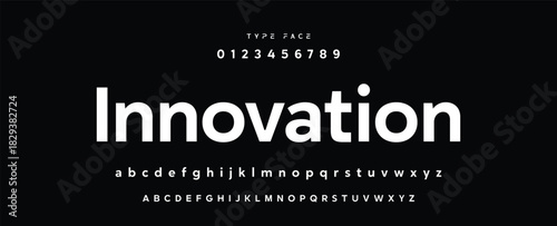 Digital modern alphabet font. Creative abstract urban, futuristic, fashion, sport, minimal technology typography.  Simple vector illustration with number