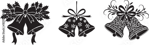 Set of Decorative Christmas Bells Silhouettes

Holiday Jingle Bells Icon Collection

Black and White Festive Bell Ornaments