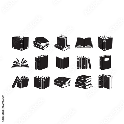 Vintage Book Elements Silhouette Vector Collection.