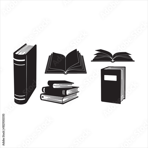 Vintage Book Elements Silhouette Vector Collection.