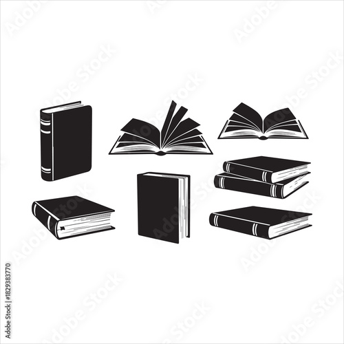 Vintage Book Elements Silhouette Vector Collection.