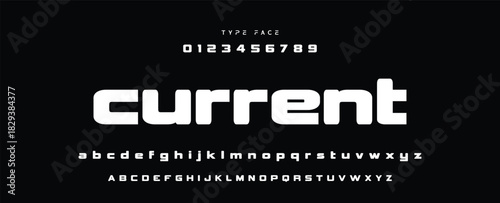 Digital modern alphabet font. Creative abstract urban, futuristic, fashion, sport, minimal technology typography.  Simple vector illustration with number