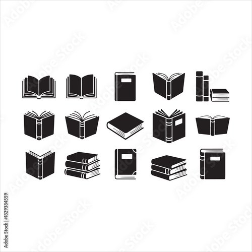 Vintage Book Elements Silhouette Vector Collection.