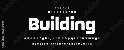 Digital modern alphabet font. Creative abstract urban, futuristic, fashion, sport, minimal technology typography.  Simple vector illustration with number