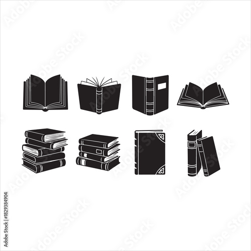 Vintage Book Elements Silhouette Vector Collection.