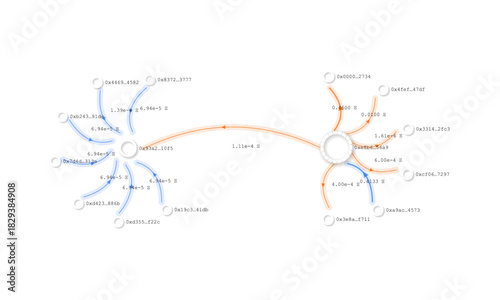 Crypto blockchain graph vector showing neural pathways and smart contract connections. AI-powered network visualization for deep learning, cognitive computing, and decentralized finance technology.