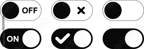 Toggle Switch Icons Showing On, Off, and Intermediate States slider