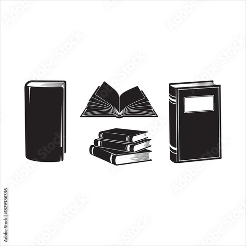 Vintage Book Elements Silhouette Vector Collection.