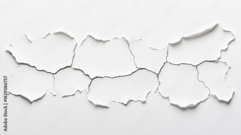 Obraz premium A white paper with a crack in it.