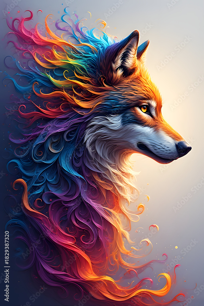 Naklejka premium Luminous Spectrum Wolf Spirit