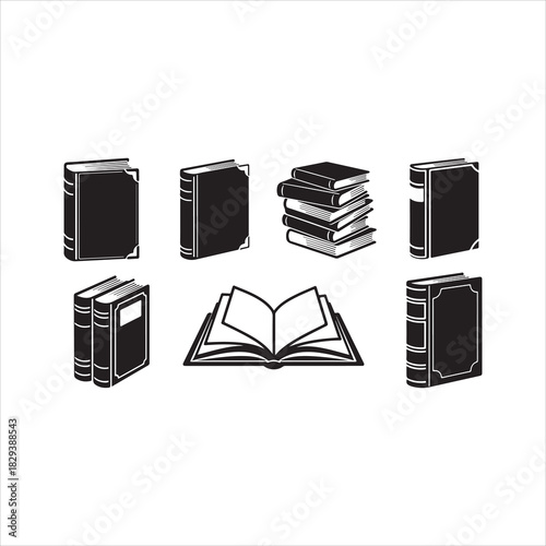 Vintage Book Elements Silhouette Vector Collection.