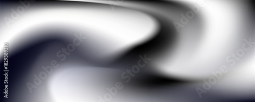 Sleek black background with a smooth, flowing texture. The black background features a dynamic wave-like design, adding depth and elegance. Minimal abstract wavy gradient vector background