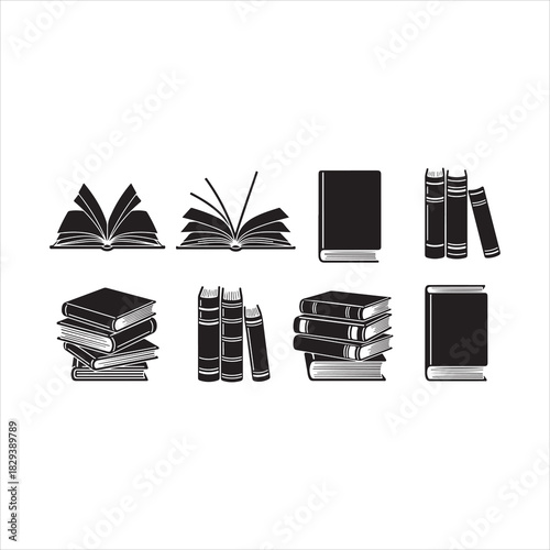 Vintage Book Elements Silhouette Vector Collection.