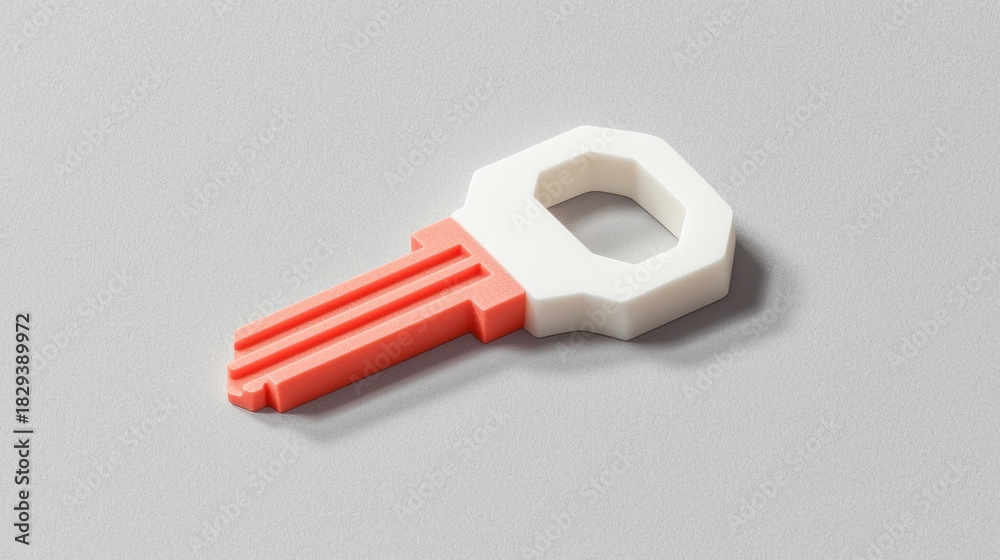 Naklejka premium A white and red key with a keyhole.