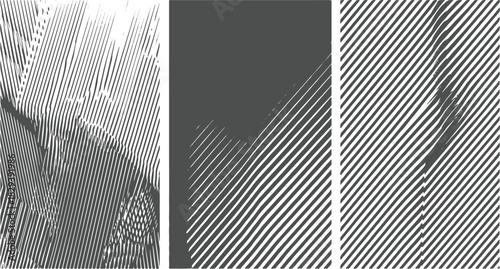 Abstract pattern of diagonal lines and dots in shades of gray and white vector