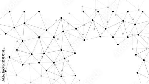 Abstract Minimalist White Technology Background covered in Black Geometric Node Networks, perfect for Digital Data Concepts, Neural Mesh Communication, Business Branding & Web Design.