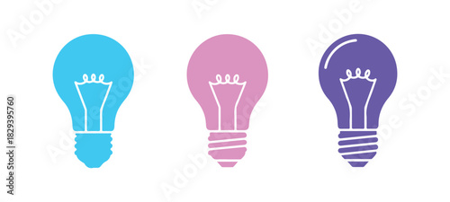 Light bulb graphic. Group of light bulbs. Conceptual idea. Logo. A light bulb, presented in a sleek, modern flat design on a white surface. Vector art.