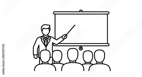 Presentation in progress a speaker addresses an audience with a projector