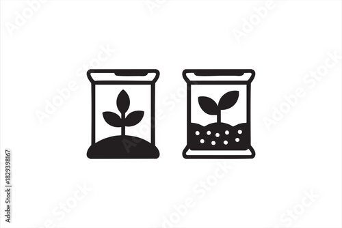 Gardening seed packet symbols for soil blends, nutrient mixes, and early plant growth