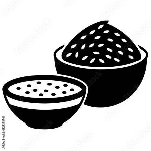 Millet Bowl with Flatbread Vector