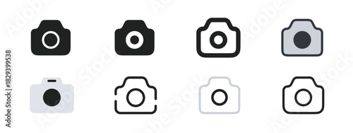 camera icon set vector photography symbol outline solid minimalist ui collection