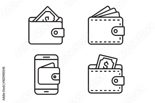 Digital & Mobile Wallet Vector Icons