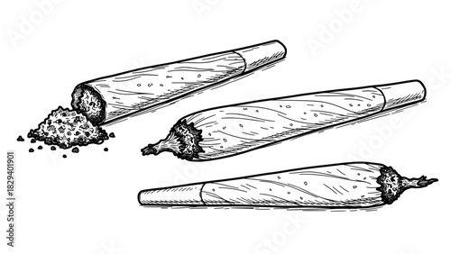Joint cannabis illustration with loose material