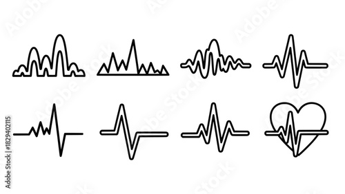 Heartbeat line icons set