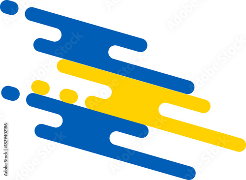 Abstract, colorful, dynamic auspicious cloud pattern in yellow and blue.