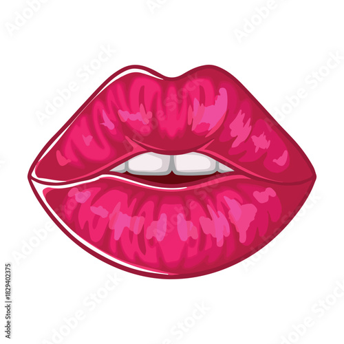 illustration art hand drawn pink lip icon sticker logo design
