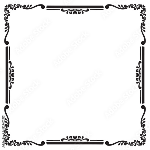illustration art hand drawn black and white frame engraving for text design