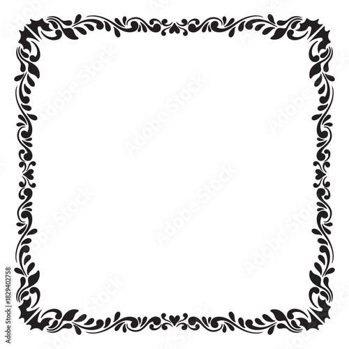 hand drawn black and white rectangle engraving frame fort text design	