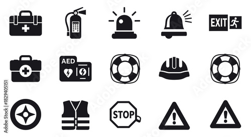 Safety Symbols and Emergency Icons A Vector Collection for Design and Information Purposes