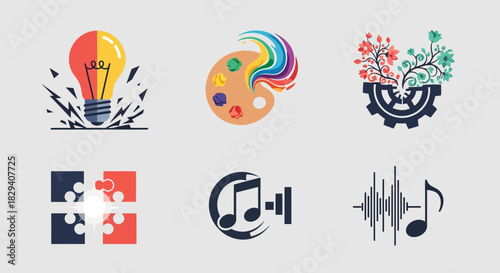 Diverse Creative and Conceptual Icons Collection